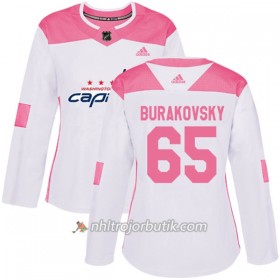 Dame Ishockey Washington Capitals Tröja Andre Burakovsky 65 Adidas 2017-2018 Vit Rosa Fashion Authentic